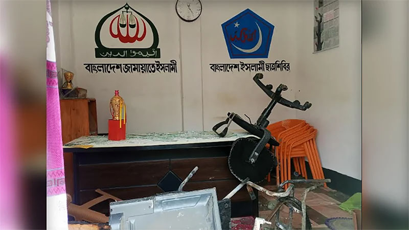 আবু সাঈদের ফেস্টুন পুড়িয়ে জামায়াত অফিসে বিএনপির হামলা-ভাঙচুর