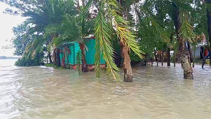নোয়াখালীতে বাঁধ ভেঙে উপকূলের মানুষের জনজীবন বিপর্যস্ত