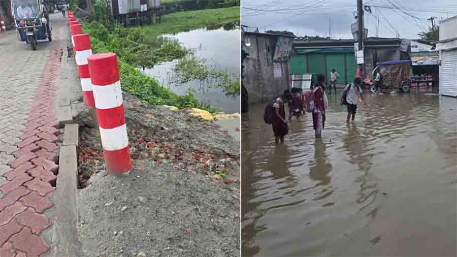 বিএনপি সরকারের উন্নয়ন প্রকল্প: নির্মাণের এক মাসেই সড়কে ধস, জলাবদ্ধতায় স্থবির পাঁচ গ্রামের জনজীবন